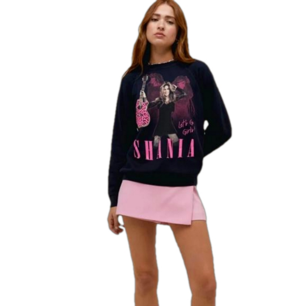 Daydreamer Shania Twain Leopard Guitar Vintage Sweatshirt NWOT Size S Oversized